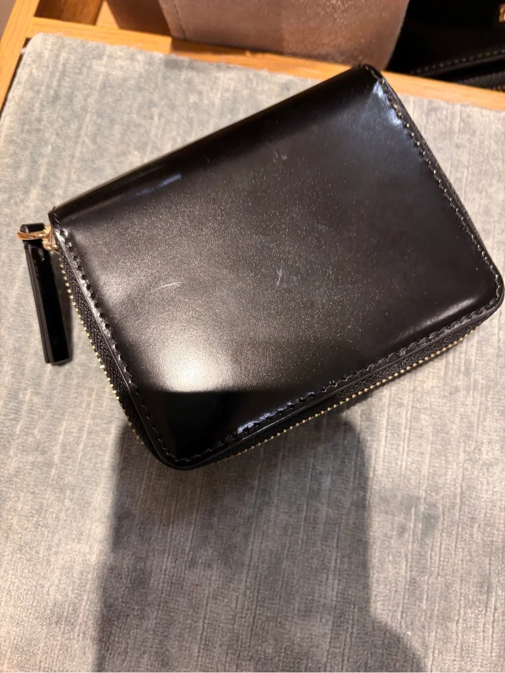 Tory Burch black patten Compact Wallet Thea smooth new with tag